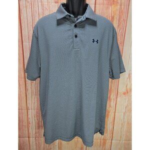 Under Armour Mens Loose Fit Polo Large Heatgear Blue/Gray